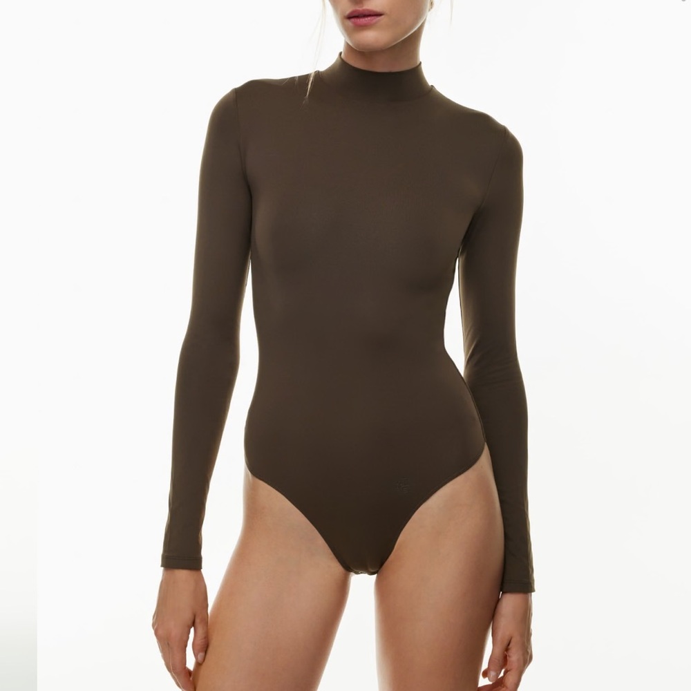 Aritzia Contour Mockneck Bodysuit Rich Mocha Brown